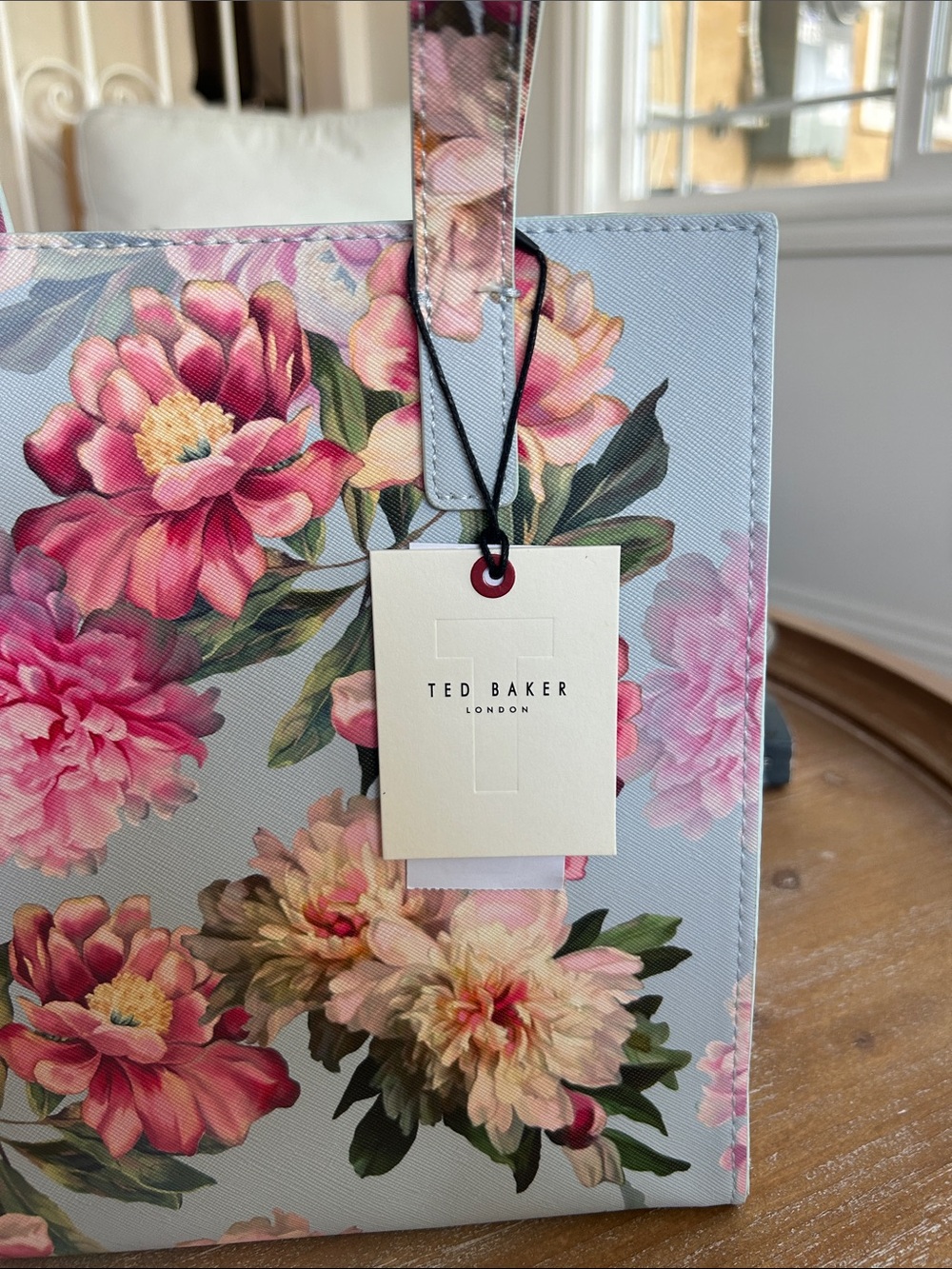 Ted Baker Floral Pink & Light Blue Tote Bag - Picture 2 of 9